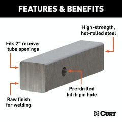 CURT 49537 2 x 8 Raw Steel Hitch Bar