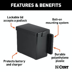 CURT 52022 6 x 5-1/2 x 3-1/4 Breakaway Battery Case with Lockable Tab