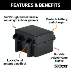 CURT 52027 5 x 3-3/8 x 3-3/4 Watertight Breakaway Battery Case