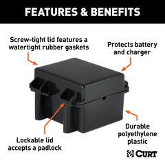 CURT 52027 5 x 3-3/8 x 3-3/4 Watertight Breakaway Battery Case