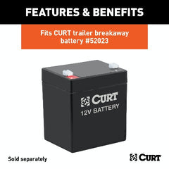 CURT 52029 5 x 3-1/4 x 3-7/8 Lockable Breakaway Battery Case with Metal Bracket
