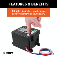 CURT 52042 Push-to-Test Breakaway Kit with Side-Load Battery