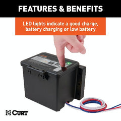 CURT 52044 Push-to-Test Breakaway Kit with Top-Load Battery