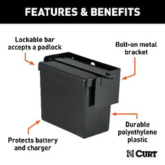 CURT 52090 5-7/8 x 5-3/8 x 3-1/2 Breakaway Battery Case with Lockable Bar