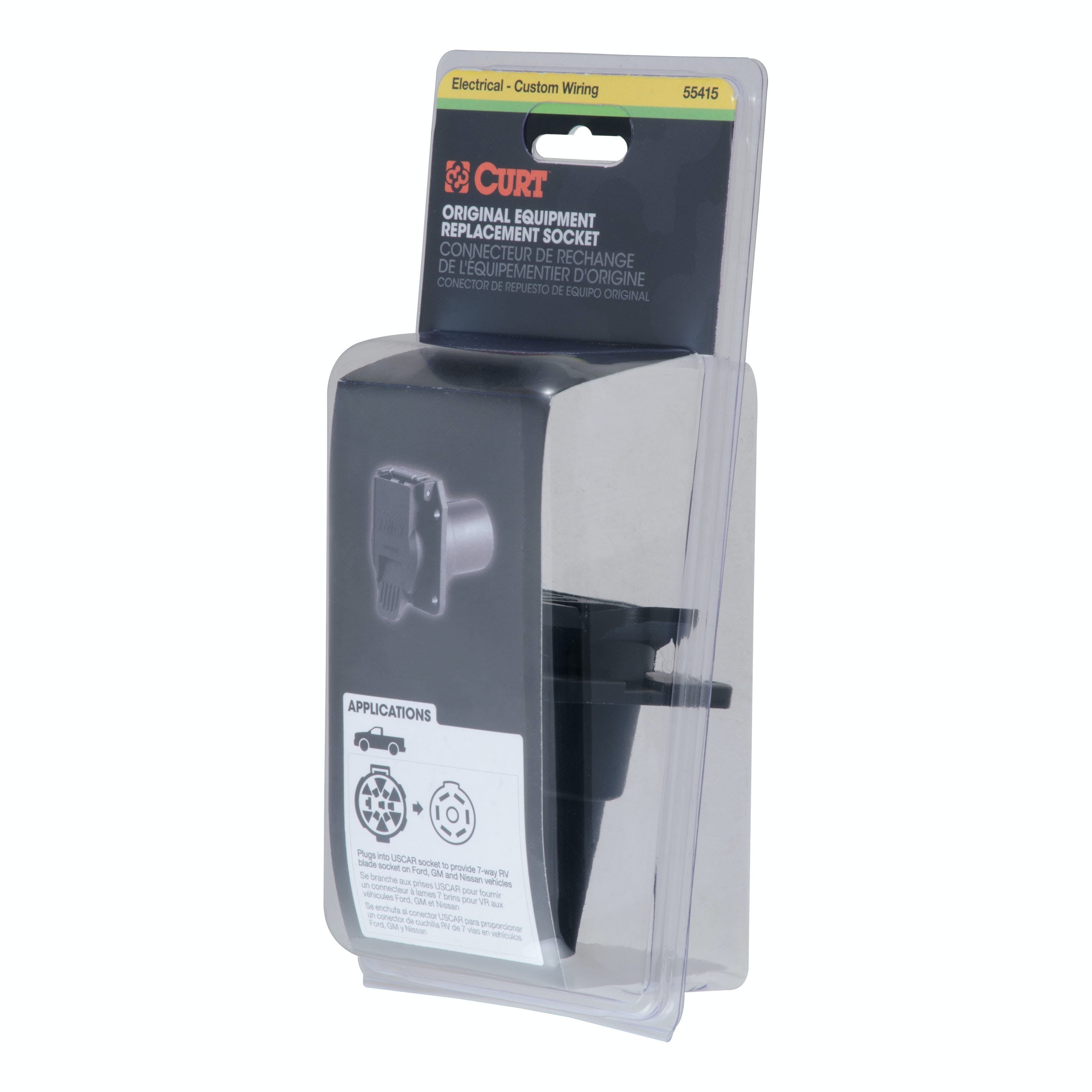 CURT 55415 Replacement OE 7-Way RV Blade Socket (Plugs into USCAR)