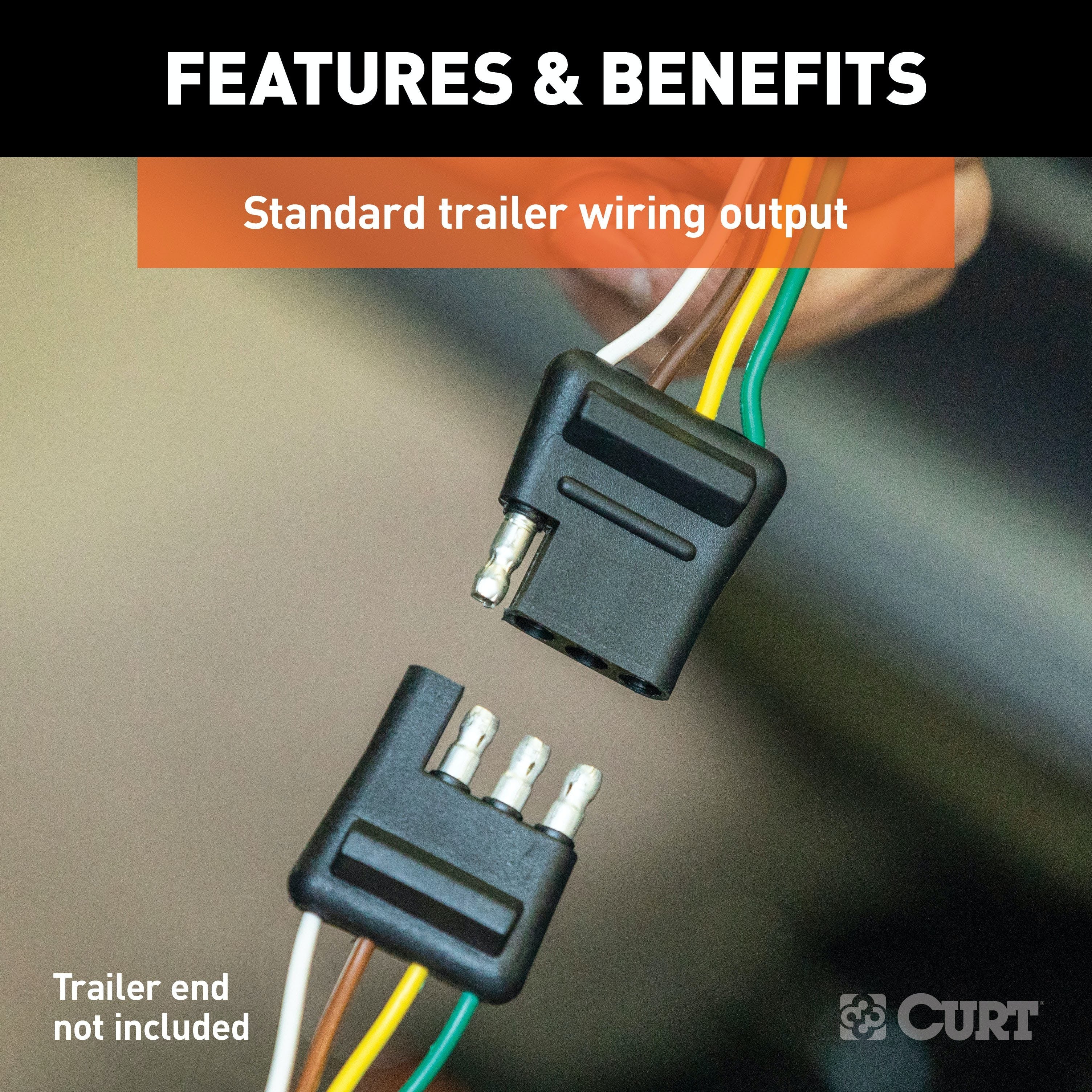 CURT 55774 Dual-Output 7 and 4-Way Connector (Plugs into USCAR)