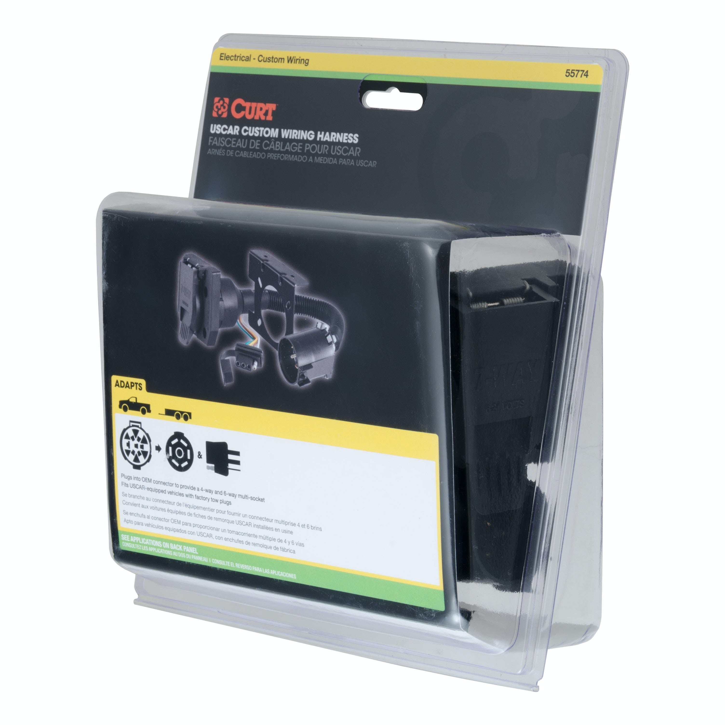 CURT 55774 Dual-Output 7 and 4-Way Connector (Plugs into USCAR)