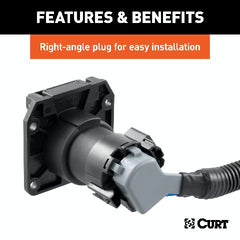 CURT 56001 10' Custom Wiring Extension Harness (Adds 7-Way RV Blade to Truck Bed)