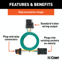 CURT 56046 Custom Wiring Harness, 4-Way Flat Output, Select Chevrolet Impala