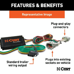 CURT 56153 Custom Wiring Harness, 4-Way Flat Output, Select Hyundai Veloster