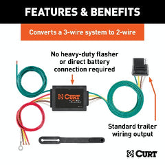CURT 56175 Non-Powered 3-to-2-Wire Taillight Converter