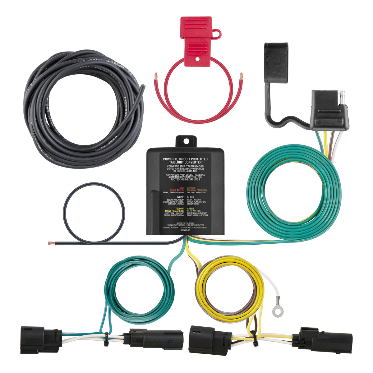 CURT 56327 Custom Wiring Harness, 4-Way Flat Output, Select Ford Transit-150, 250, 350, HD