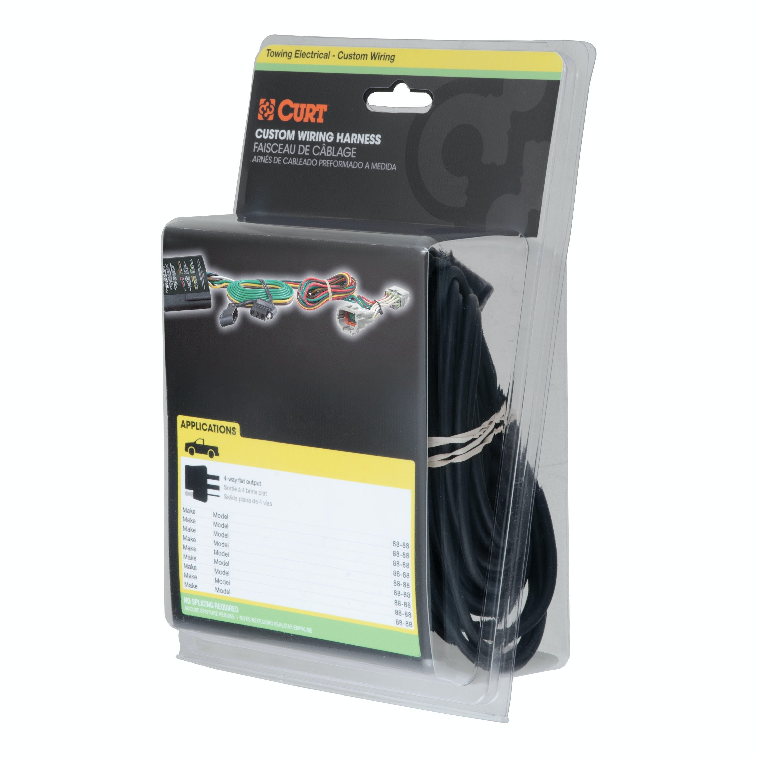 CURT 56403 Custom Wiring Harness, 4-Way Flat Output, Select Volkswagen Tiguan