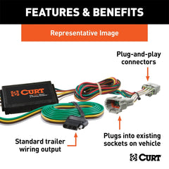 CURT 56409 Custom Wiring Harness, 4-Way Flat Output, Select Hyundai Kona