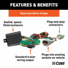 CURT CUSTOM WIRING HARNESS, 4-WAY FLAT OUTPUT, SELECT HONDA HR-V 56483