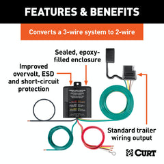 CURT 56496 Powered 3-to-2-Wire Taillight Converter