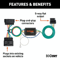 CURT 56510 Custom Wiring, 5-Flat Output, Select Chevy Colorado, GMC Canyon, Isuzu I-Series