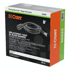 CURT 56622 Replacement 7-Way RV Blade with 8' Wires (Trailer Side, Packaged)