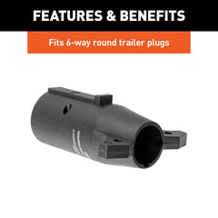 CURT 57005 LED Electrical Adapter (7-Way RV Blade Vehicle to 6-Way Round Trailer)