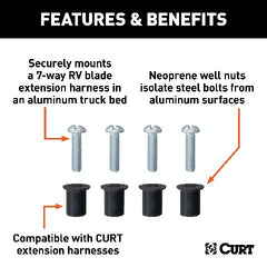 CURT 57007 Custom Wiring Harness Extension Isolator Kit for Aluminum Truck Beds