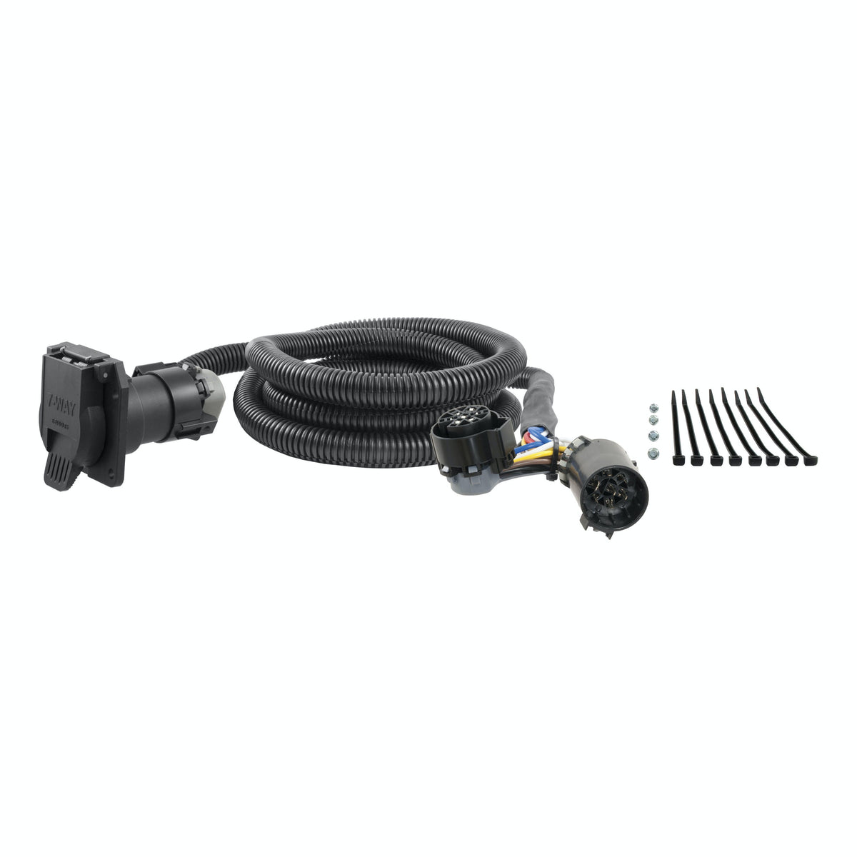 CURT 57008 7' Custom Wiring Extension Harness (Adds 7-Way RV Blade to Truck Bed, Packaged)