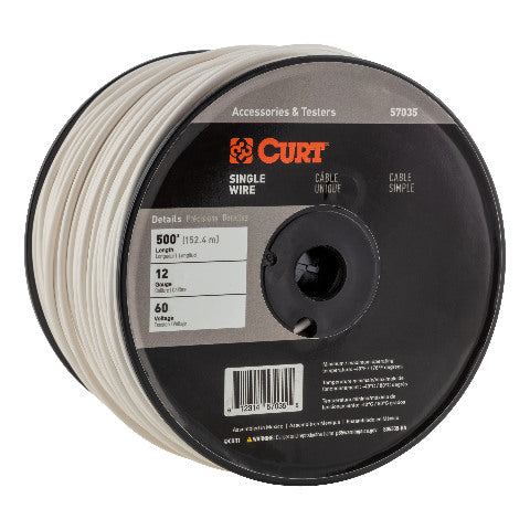 CURT 57035 Automotive Primary Wire, White 500' Spool