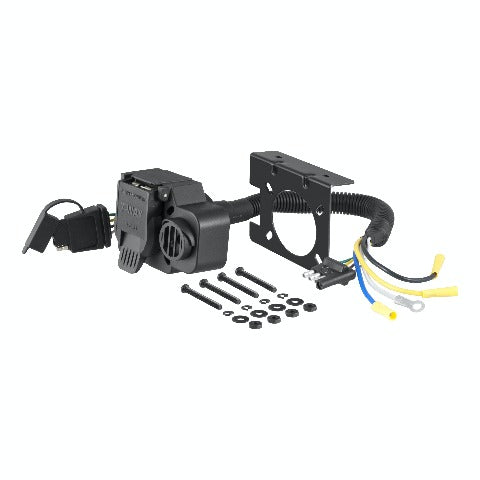 CURT 57102 Dual-Output Adapter with Backup Alarm (4-Way Flat to 7-Way RV Blade Trailer)