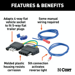 CURT 57187 4-Way to 5-Way Flat Adapter for Boat Trailer Surge Brakes