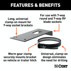 CURT 57202 Connector Bracket Mount for 7-Way Bracket (Packaged)