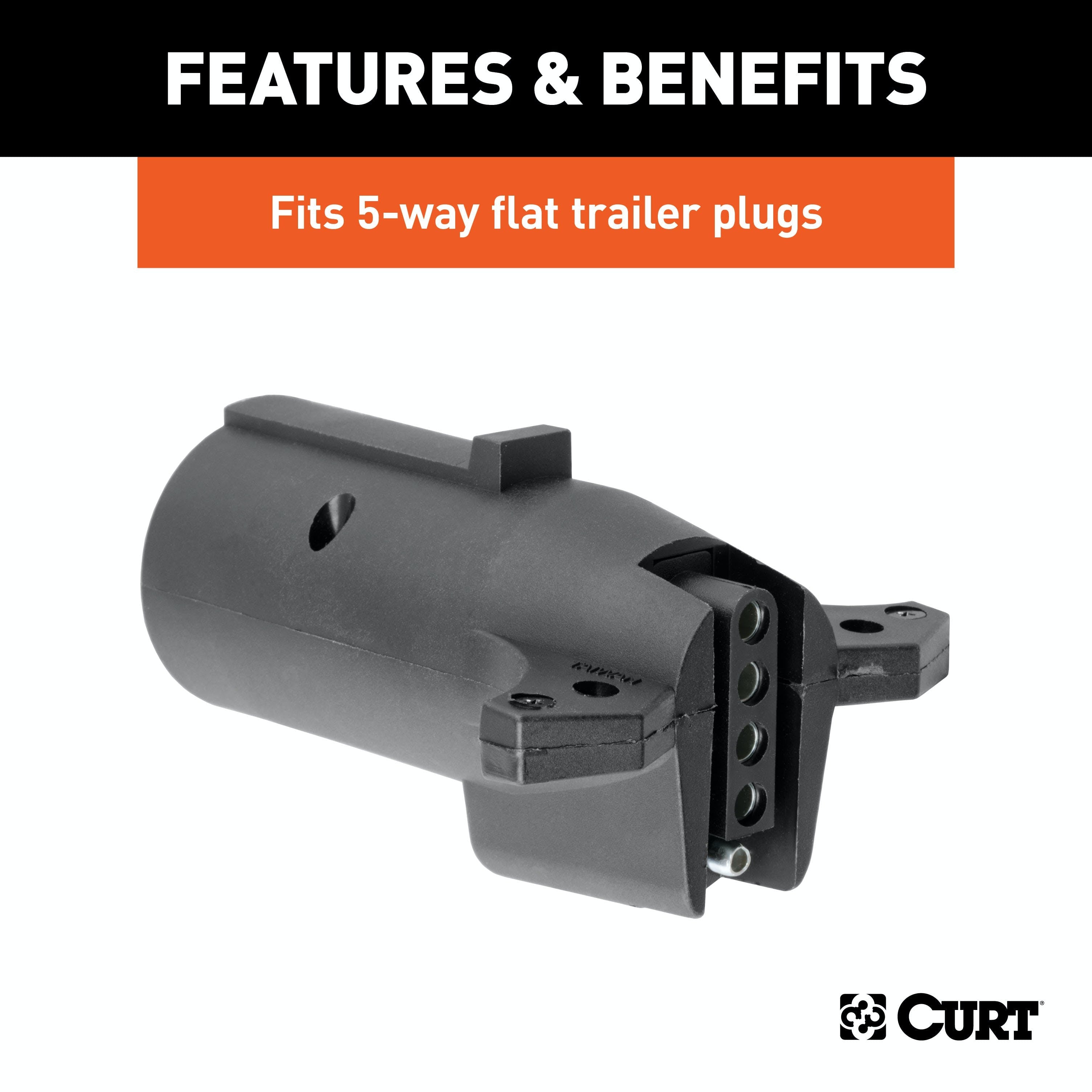 CURT 57250 Electrical Adapter (7-Way RV Blade Vehicle to 5-Way Flat Trailer)