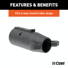 CURT 57261 Adapter (7-Way RV Blade to 6-Way Round Trailer, Center Pin Auxiliary, Packaged)