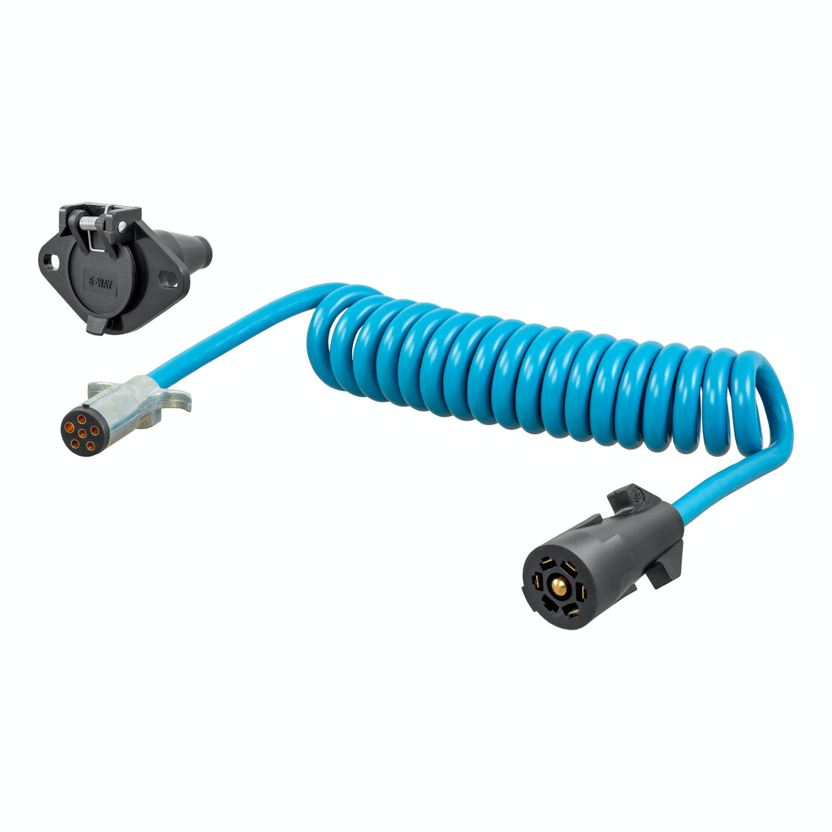 CURT 57283 8' Dinghy Towing Adapter and Socket (7-Way RV Blade to 6-Way Round Vehicle)
