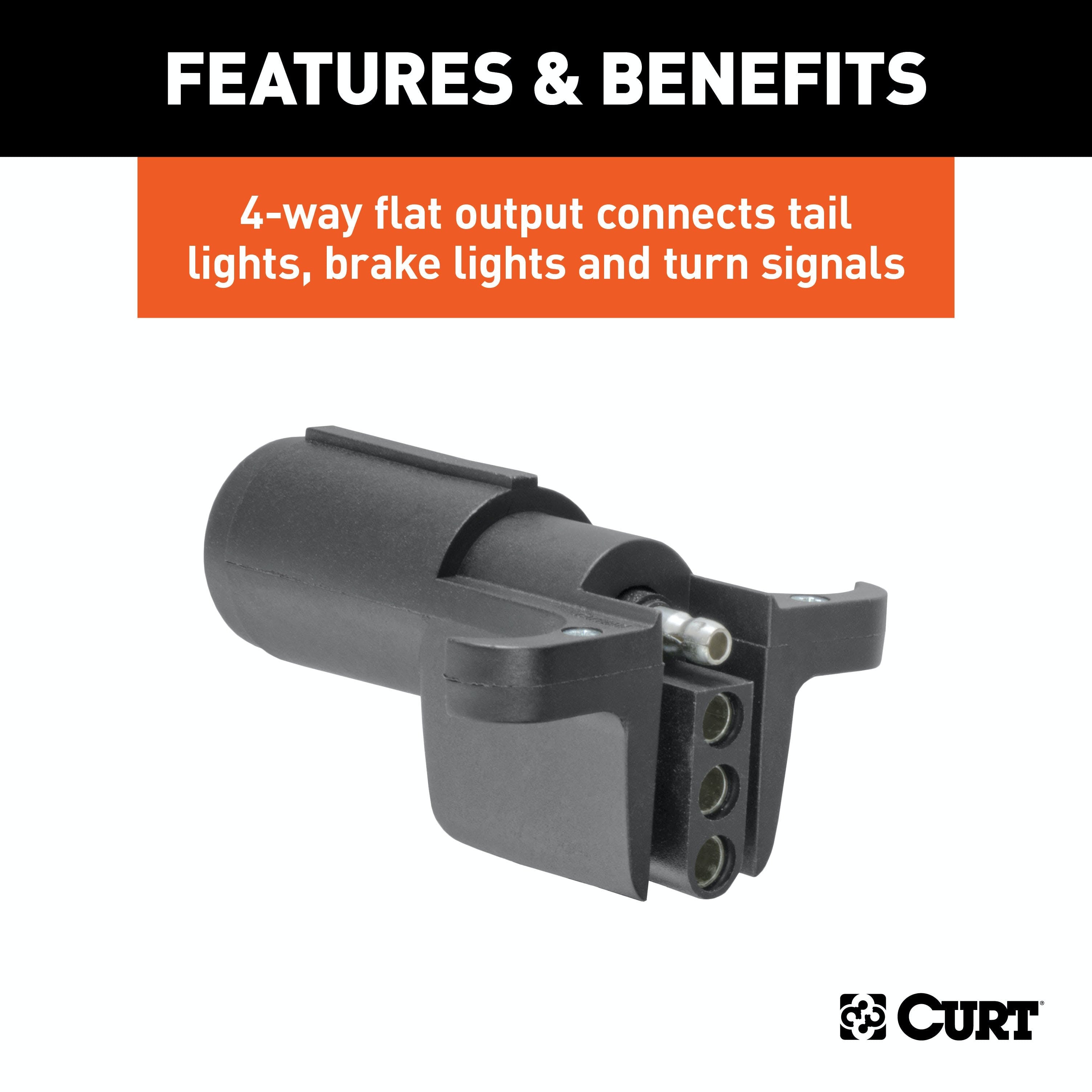 CURT 57620 Electrical Adapter (6-Way Round Vehicle to 4-Way Flat Trailer)