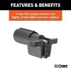 CURT 57620 Electrical Adapter (6-Way Round Vehicle to 4-Way Flat Trailer)