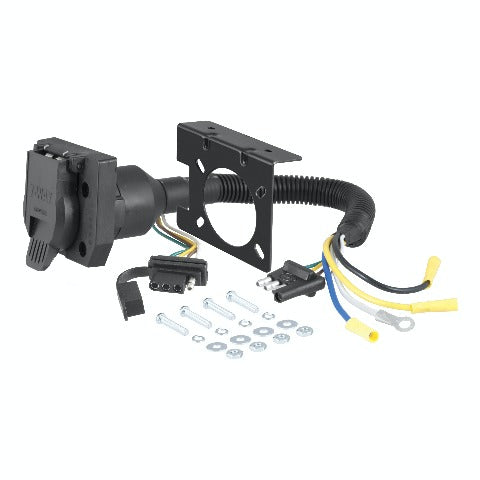 CURT 57672 Dual-Output Electrical Adapter (Adds 7-Way RV Blade to 4-Way Flat)