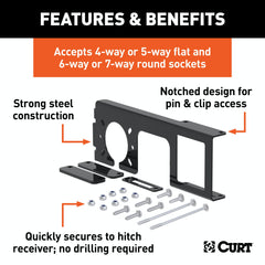 CURT 58000 Easy-Mount Wiring Bracket for 4 or 5-Flat and 6 or 7-Round (2 Receiver)