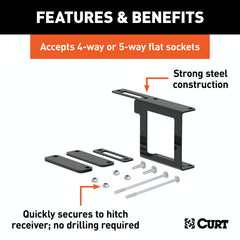 CURT 58001 Easy-Mount Wiring Bracket for 4 or 5-Way Flat (2 Receiver)