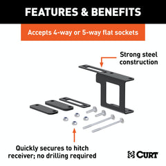 CURT 58002 Easy-Mount Wiring Bracket for 4 or 5-Way Flat (1-1/4 Receiver)