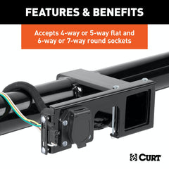 CURT 58003 Easy-Mount Wiring Bracket for 4 or 5-Flat and 6 or 7-Round (2-1/2 Receiver)