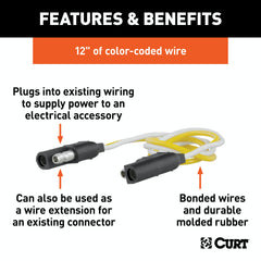 CURT 58021 2-Way Flat Connector Plug and Socket with 12 Wires (Packaged)