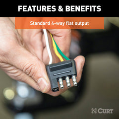 CURT 58033 4-Way Flat Connector Plug with 12 Wires and Hardware (Trailer Side, Packaged)