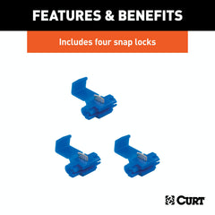 CURT 58033 4-Way Flat Connector Plug with 12 Wires and Hardware (Trailer Side, Packaged)