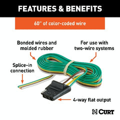 CURT 58040 4-Way Flat Connector Socket with 60 Wires (Vehicle Side)