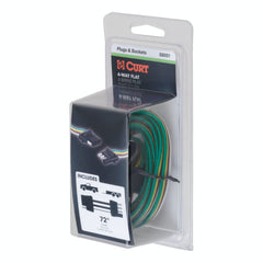 CURT 58051 4-Way Flat Connector Plug and Socket with 72 Wires (Packaged)