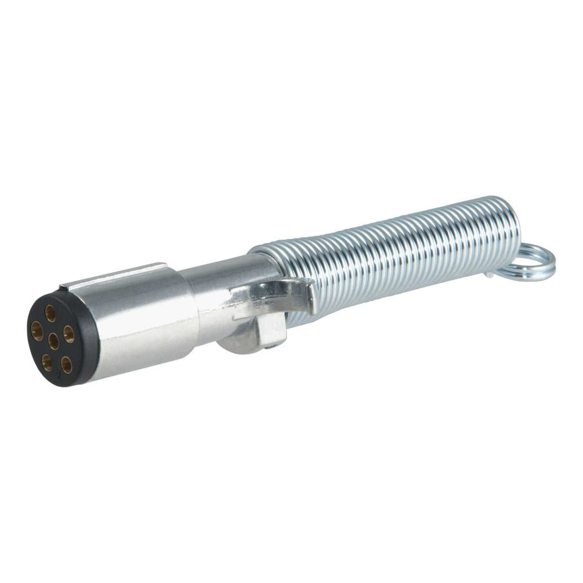 CURT 58083 6-Way Round Connector Plug with Spring (Trailer Side, Packaged)
