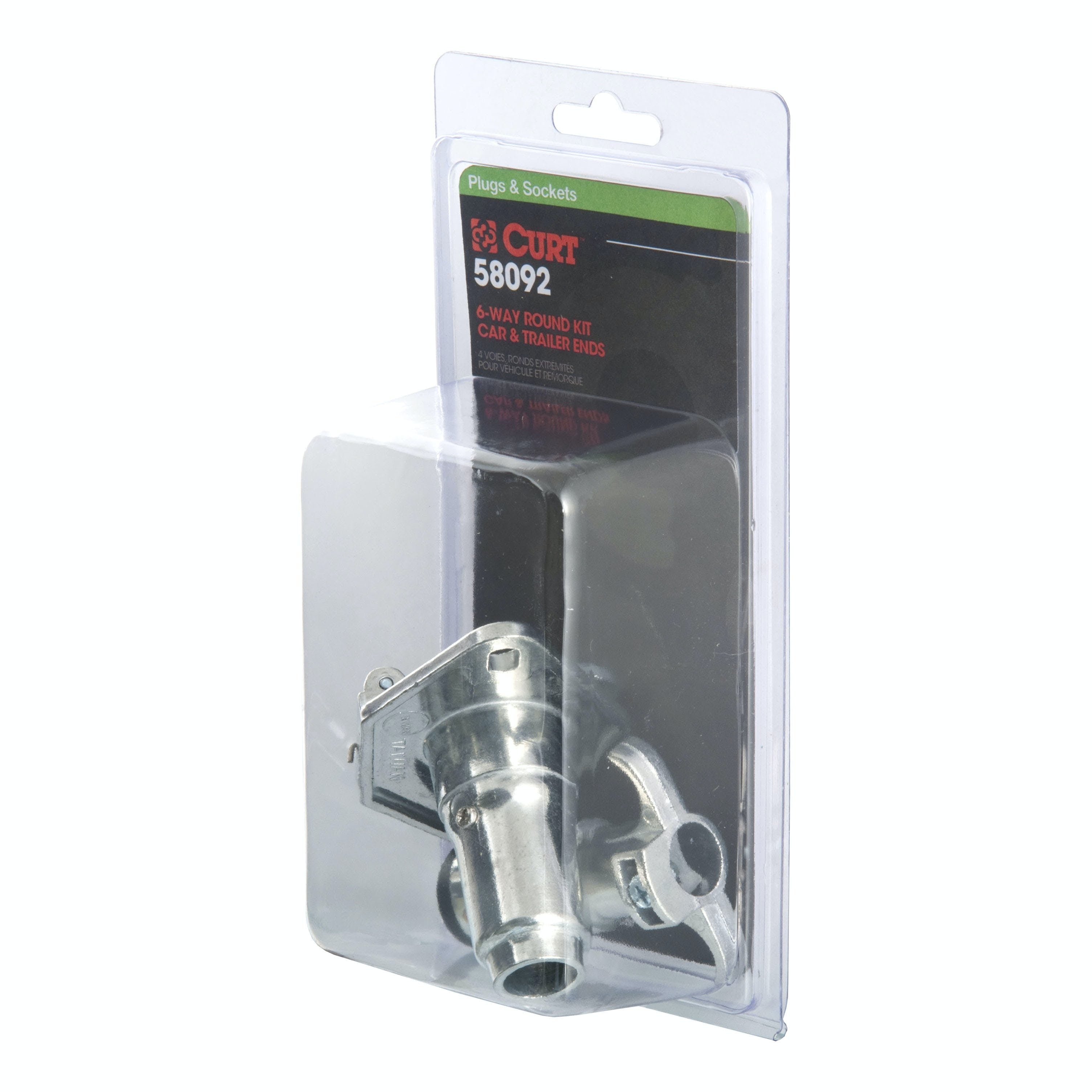 CURT 58092 6-Way Round Connector Plug and Socket (Packaged)