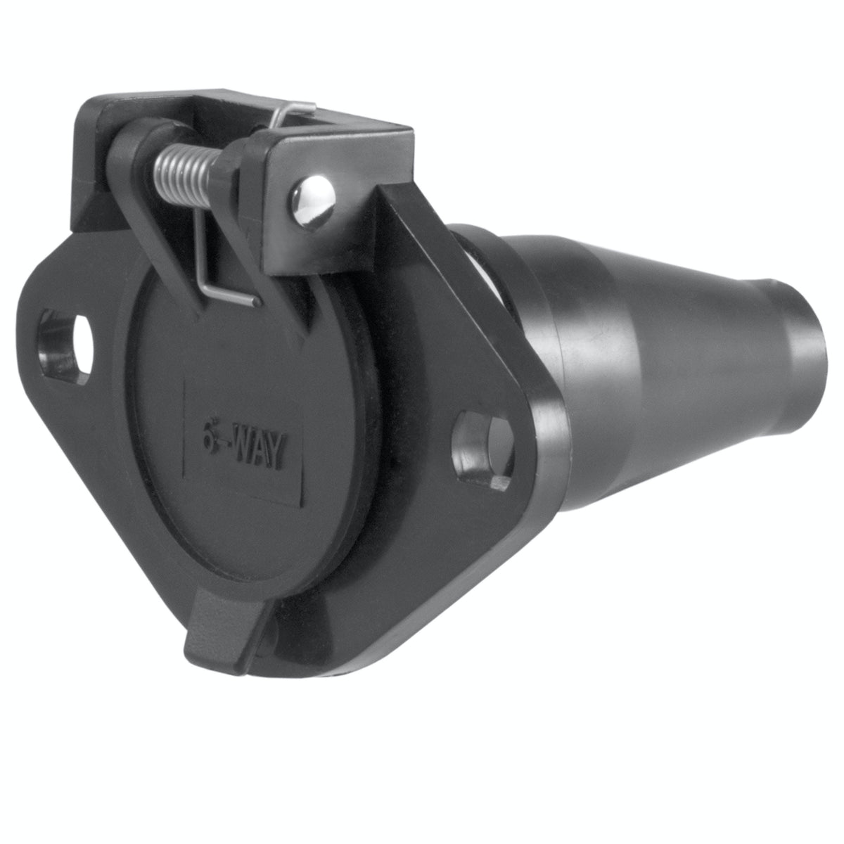 CURT 58130 6-Way Round Connector Socket (Vehicle Side, Black Plastic)