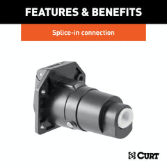 CURT 58150 7-Way RV Blade Connector Socket (Vehicle Side, Black Plastic)