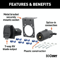 CURT 58152 7-Way RV Blade Connector Plug and Socket with Hardware (Packaged)