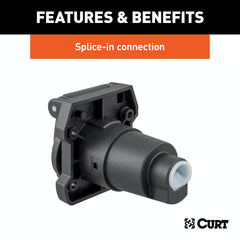 CURT 58155 Heavy-Duty 7-Way RV Blade Connector Socket (Vehicle Side)